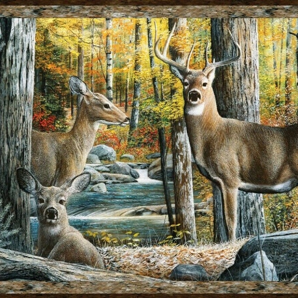 Hidden Valley Deer Panel by Wilmington Prints