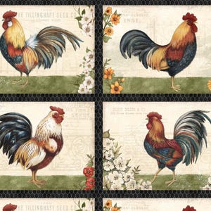 Garden Gate Rooster Placemat Panel by Wilmington Prints