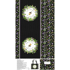 Honey & Clover Canvas Tote Bag Panel-Northcott Fabrics