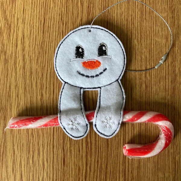 1158. Snowman  candy cane holder.