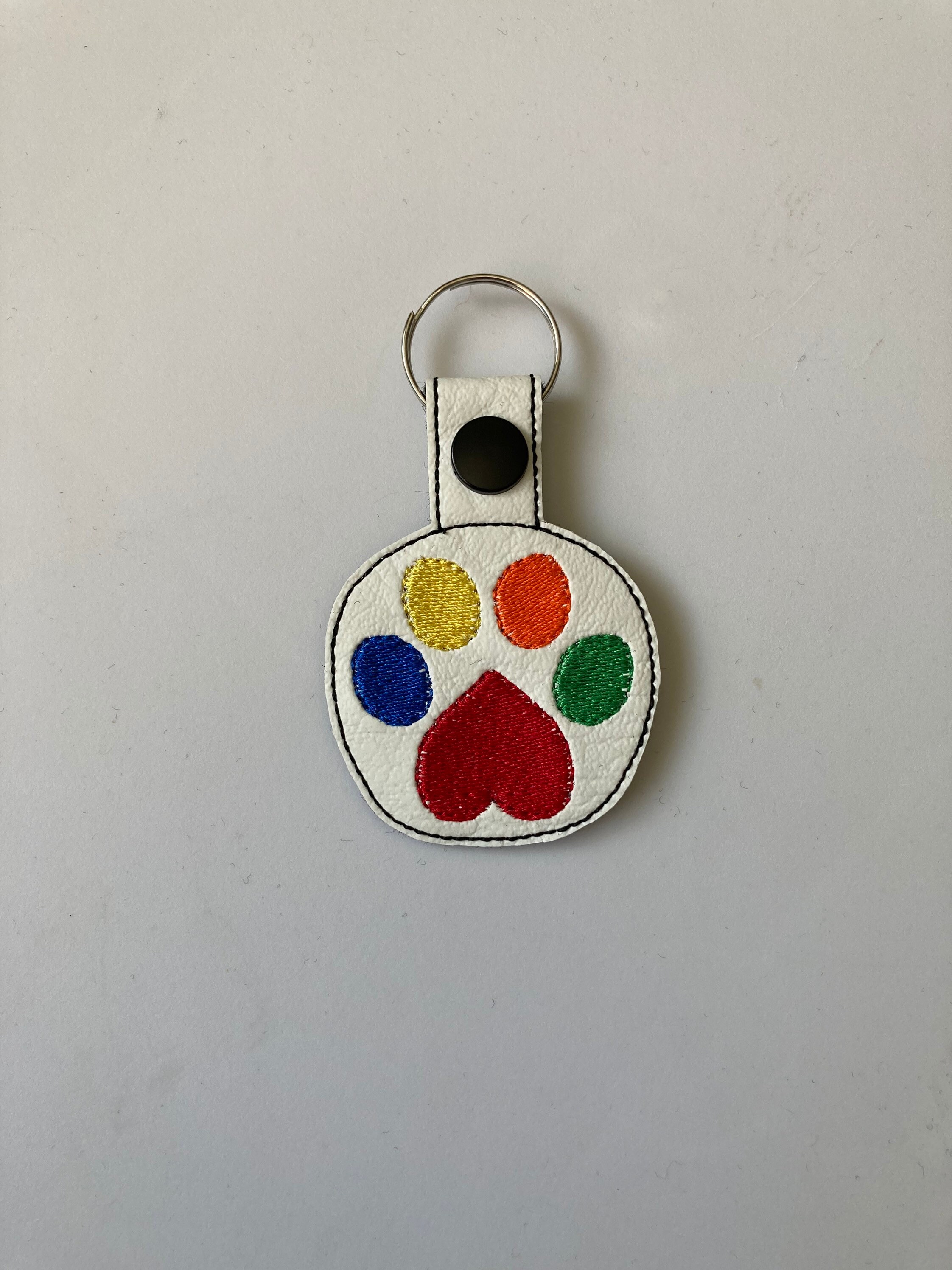 603 Rainbow Paw Print Keyring Etsy