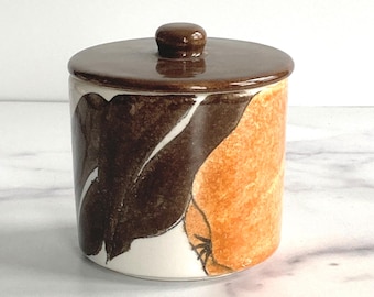 Vintage Ernestine Salerno Ceramic Sugar Bowl: Hand-Painted Quince Design