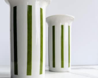 LaGardo Tackett Mid Century Modern Porcelain Green Striped Tumbler