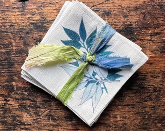 Set of Linen/Cotton Leaf Coasters Inspired by the designs of Ernestine Virden Cannon