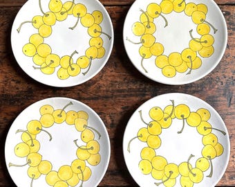 Ernestine Salerno Luncheon Plates: Mid-Century Italian Tableware, Yellow Cherry Design