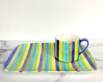 Ernestine Salerno Snack Set: Mid-Century Striped Italian Pottery