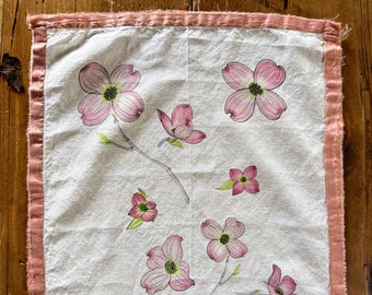 Dogwood Flower Table Runner: Linen Cotton with Silk Edges