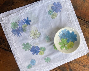 Floral cotton hand decorated and sewn dinner napkins.  Designs inspired by Ernestine Virden - Cannon.