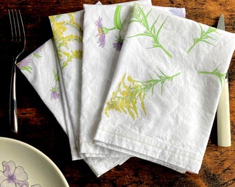 Handmade Cotton Floral Napkin Set: Ernestine Salerno Inspired, Limited Edition