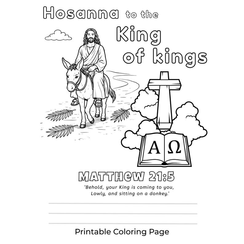Palm Sunday Coloring Page | Jesus Enters Jerusalem, King of Kings ...