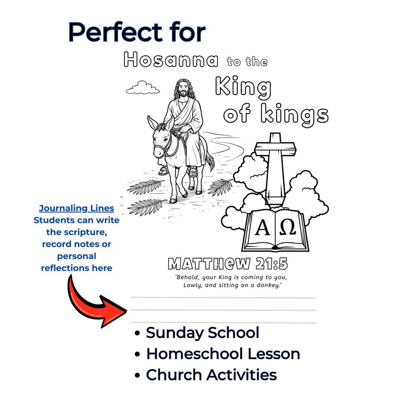 Palm Sunday Coloring Page | Jesus Enters Jerusalem, King of Kings ...