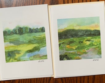 Huntley Meadows Wetland Aquarell Notizkarten