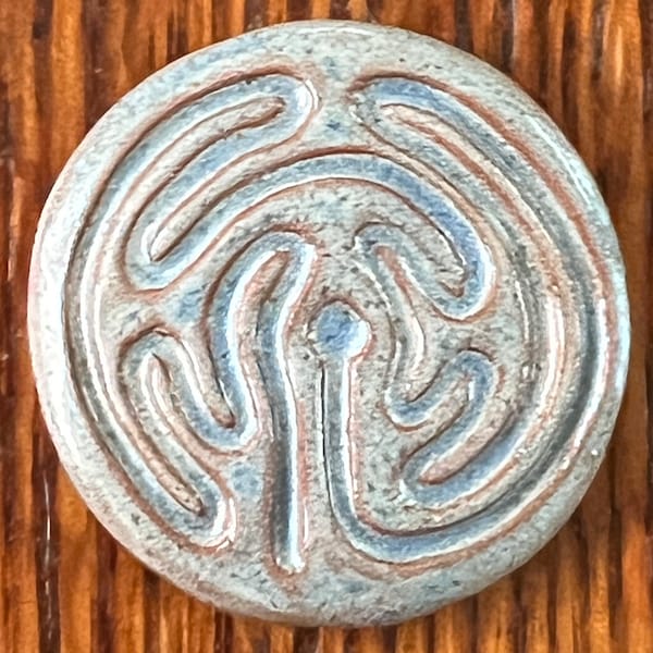 Ceramic Labyrinth Touchstone - Blue Stone Glaze