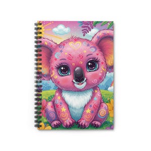 90's Rainbow Koala Spiral Notebook - Ruled Line Retro Journal Diary School Supplies Lisa Frank Inspired