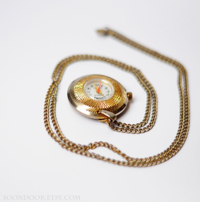Vintage watch pendant Gold tone watch necklace pendant ladies Etsy