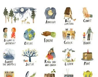 ABCs of Life Print, ABC Art Poster, Alphabet Print, Wall Art, Baby Shower Gift, Nursery Decor, Values, Self Care by Little Truths Studio