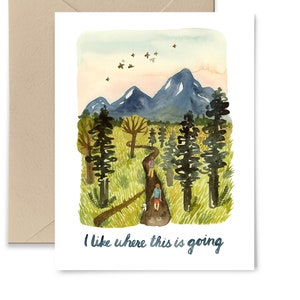 Where This Is Going Relationship Card, Hiking, New Relationship Card, Valentine, Watercolor Greeting Card by Little Truths Studio