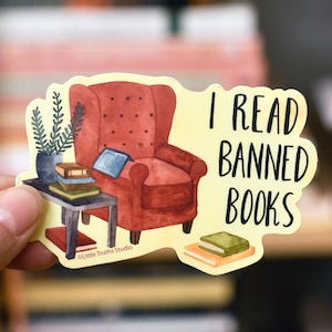 Pegatina "Leo libros prohibidos", regalos para amantes de los libros, regalos para lectores, profesores, estudiantes, bibliotecarios, antifascismo, defensa de las bibliotecas
