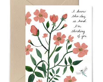 I Know This Day Is Hard, I'm Thinking of You Sympathy Card, Bereavement, Grief, Encouragement Card by Little Truths Studio