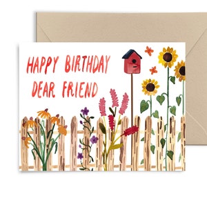 Alles Gute zum Geburtstag lieber Freund, Garten Aquarell Karte von kleinen Wahrheiten Studio
