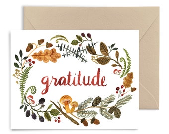 Gratitude Watercolor Card, Blank Thank You Card by Little Truths Studio