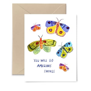 You Will Do Amazing Things Graduation Card, Congratulations Watercolor Greeting Card by Little Truths Studio