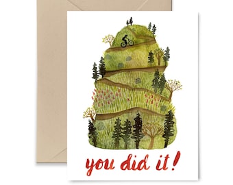 You Did It! Congratulations Card, Happy Graduation Card, Encouragement Card, Watercolor Greeting Card by Little Truths Studio