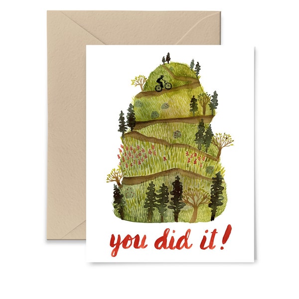 You Did It! Congratulations Card, Happy Graduation Card, Encouragement Card, Watercolor Greeting Card by Little Truths Studio