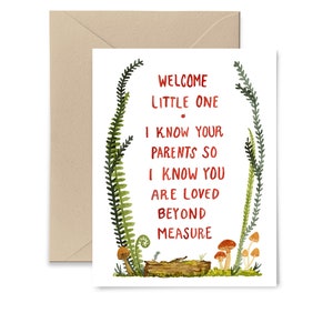 I Know Your Parents Baby Congratulations Card, Tarjeta de acuarela por Little Truths Studio