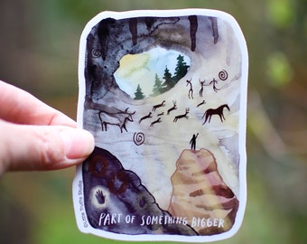Part of Something Bigger Vinyl Sticker, Lascaux Caves, Cave Paintings, Cave Art, Evolution, Awe, Wonder, Anthropology, Archeology Sticker