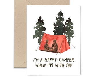Happy Camper Greeting Card, Love Card, Adventure, Watercolor Note Card by Little Truths Studio