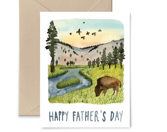 Buffalo Father's Day Watercolor Card by Little Truths Studio
