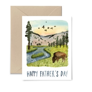 Tarjeta de acuarela del día del padre de Buffalo de Little Truths Studio