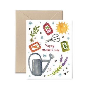 Gardening Mother's Day Watercolor Greeting Card by Little Truths Studio