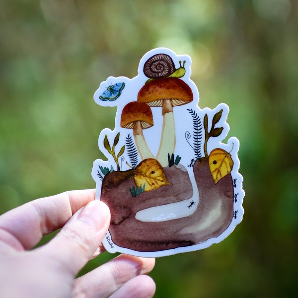 Caesar's Mushroom with Snail Laptop Decal, Cute Fungi, Witchy Sticker, Cottagecore, Mycology Nature Lover Sticker by Little Truths Studio