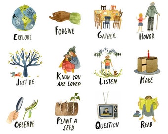 ABCs of Life Art Print, Watercolor Alphabet Poster, Peaceful Wall Art, Nursery Decor by Little Truths Studio