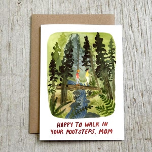 Happy To Walk In Your Footsteps Mom, Mother's Day Watercolor Card by Little Truths Studio
