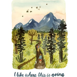 Where This Is Going Relationship Card, Hiking, New Relationship Card, Valentine, Watercolor Greeting Card by Little Truths Studio image 2