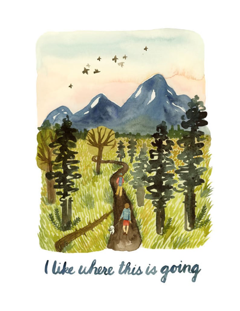 Where This Is Going Relationship Card, Hiking, New Relationship Card, Valentine, Watercolor Greeting Card by Little Truths Studio image 2