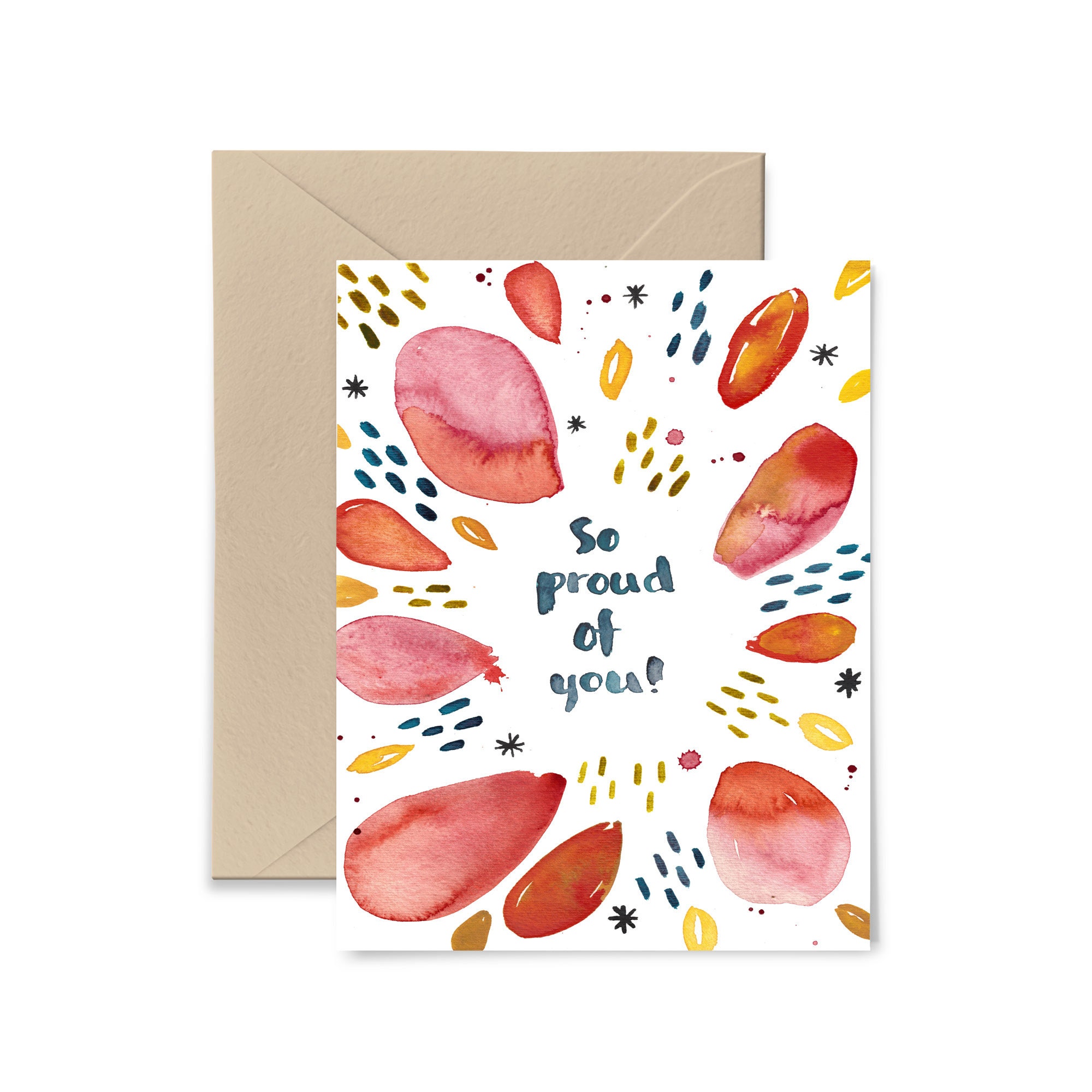 So Proud Of You Watercolor Card Graduation Congratulations Etsy