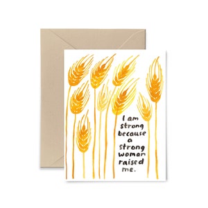 I Am A Strong Woman Watercolor Mother's Day Greeting Card by Little Truths Studio