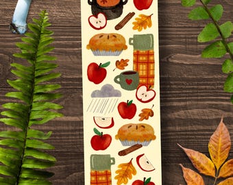 Autumn Apple Cider Bookmark, Gifts for Book Lovers, Apple Pie, Fall Leaves, Cute Fall Bookish Gifts by Little Truths Studio