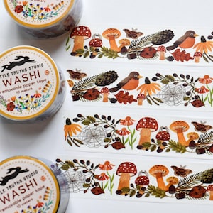 Herbst Washi Tape, Breites, Süßes Herbst Papier Klebeband, Extra Groß, Pilze, Thanksgiving, Herbst Blätter Klebeband von Little Truths Studio