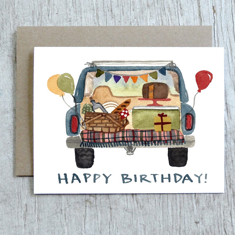 Tailgate Birthday Greeting Card Jeep Wagoneer Birthday Party Etsy
