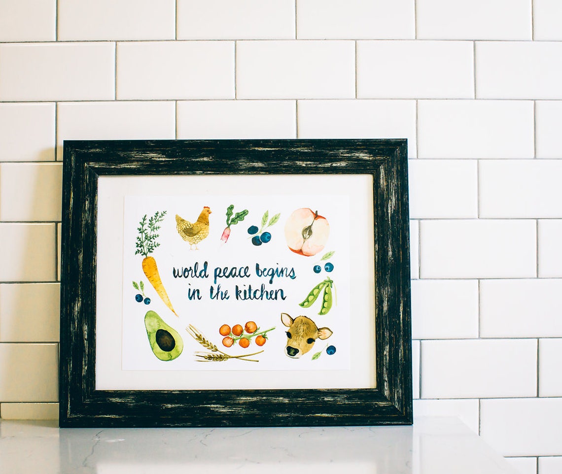 World Peace Begins in the Kitchen Watercolor Art Print - Etsy