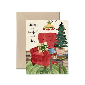 Tidings of Comfort and Joy Grußkarte, Herbst, Urlaub, Weihnachten, Winter Aquarell Grußkarte von Little Truths Studio