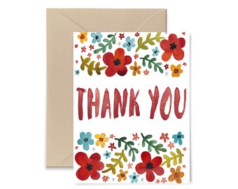 Floral Thank You Watercolor Card by Little Truths Studio