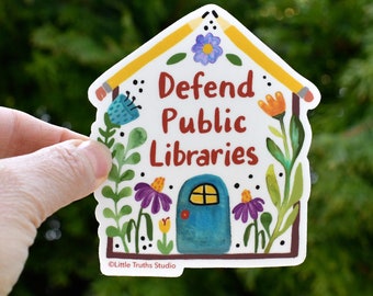 Defend Public Libraries Sticker, Banned Books, Support Librarians, book lover gift, bookish merch, water bottle, e-reader, kindle sticker