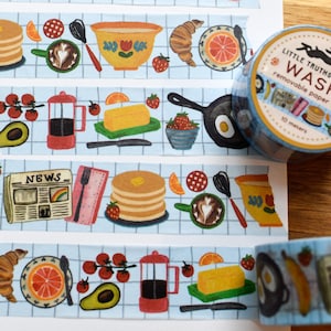 Brunch Washi Tape, Frühstücks-Papierband, extra großes Format, niedliches Frühstücks-Papierband, süße Pfannkuchen, Eier, Kaffee, Küche Breites Washi Tape von Little Truths Studio