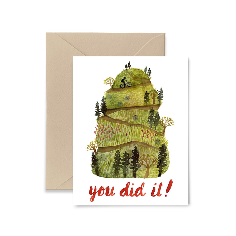 You Did It Congratulations Card, Happy Graduation Card, Encouragement Card, Watercolor Greeting Card by Little Truths Studio image 1